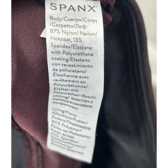 SPANX Faux Leather Leggings Small BURGUNDY shiny Holiday Dressy City Chic EUC - Picture 12 of 12